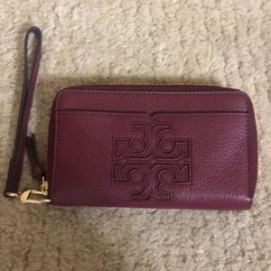 Tory Burch Burgandy wristlet